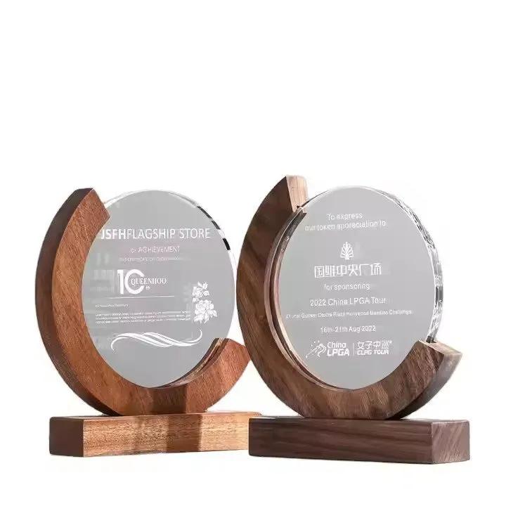 Custom Acrylic Awards with Wooden Base - Premium Trophies